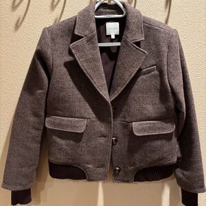 New Favorite Daughter Chocolate The City Bomber Herringbone Jacket Size Small